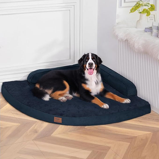 Large Orthopedic Dog Bed with Sides XXXL Dog Beds with Removable Washable Cover Non-Slip Waterproof Pet Bed for Extra Large Dogs - Navy Blue XXXL