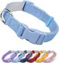 Dynmeow Soft and Breathable Cotton Dog Collar, Durable Adjustable Heavy-Duty Boy Pet Collar with Quick-Release Buckle, Lightweight for Sensitive Skin for Large Dogs, Light-Blue, L