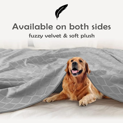 fuguitex Waterproof Dog Blanket Bed Cover Dog Crystal Velvet Moroccan Fuzzy Cozy Plush Pet Blanket Throw Blanket for Couch Sofa(30 * 70 inch, Light Grey+Grey)
