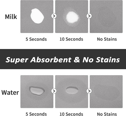 Dog Food Mat - Absorbent Cat Mat for Food and Water, No Stains Pet Feeding Bowl Mat, Easy to Clean Pet Placemats, Quick Dry Dog Water Dispenser Mat for Messy Drinkers | Grey 16"x 24"