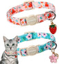 Cat Collar,2 Pack Pink Flower Cat Collars Breakaway with Bell, DOGWONG Safety Buckle Pink Flower Cat Collar for Girl Female Cats，Adjustable 7-12 Inch