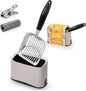 Heavy Duty Full Metal Cat Litter Scoop with Holder - Speed Sifter Litter Box Scooper Captures All Clumps - Kitty Litter Sifting Shovel Comfy Handle - Cat Scooper Includes Litter Bags & Non-Slide Clip