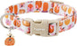 Faygarsle Fall Pumpkin Pattern Dog Collar with Charm, Adjustable Neckwear for Small Medium Large Dogs, Orange and Pink for Small Medium Large Dogs S