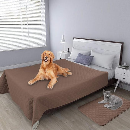 Easy-Going 100% Waterproof Dog Bed Cover, Non-Slip Pet Blanket for Furniture, Washable Couch Cover, Repleasement Sofa Cover (120X82 in,Brown)