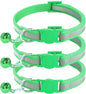 3 Pack Reflective and Breakaway with Bells of Cat Collar，Adjustable from 7.5 to 12.5 Inches, Ideal of Kitten Collar, Suitable for Girls and Boys (Light Green)