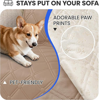 Waterproof Dog Bed Cover, Non-Slip Dog Blanket for Couch, Couch Covers for Dogs Washable, Pet Blanket for Furniture, Pet Bed Mat for Sofa, Car, Pet Supplies (68x82 Inch, Khaki)