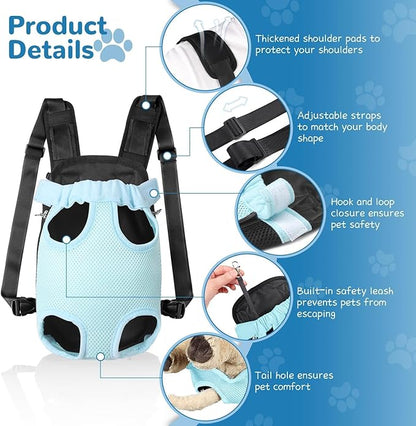 YUDODO Pet Dog Carrier Backpack Adjustable Dog Front Carrier, Legs Out Easy-Fit Dog Travel Backpack Carrier for Hiking Camping for Small Medium Dogs Cats and Rabbits (Small (Pack of 1), B-Sky)