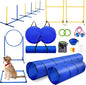 Dog Agility Training Equipment, Dog Agility Course Backyard Set with 2 Adjustable High Hurdle, 2 Tunnels, 6 Weave Poles, Pause Box, Jump Ring, Snack Bag, Folding Bowl, Balls, Whistle, Carry Bag