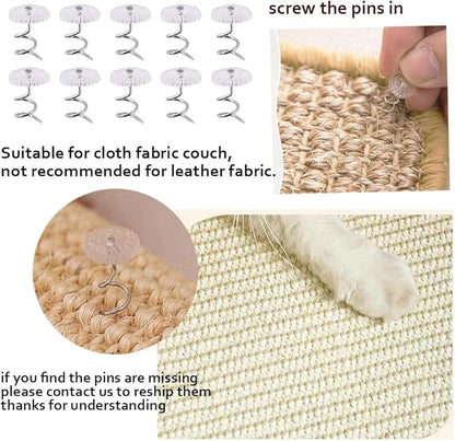 HAOZAIKEJI Cat Scratcher Mat Sofa Protector Natural Sisal Cat Scratching Mat Cat Scratch Couch Cover Heavy Duty Couch Guard Scratch Pad for Grinding Claws Protecting Furniture (Thicken Gray Long)