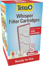 Tetra Filter Aquarium Cartidges, Removes Odors and Discoloration, Ready to Use, Small Whisper Filters, 6 Count