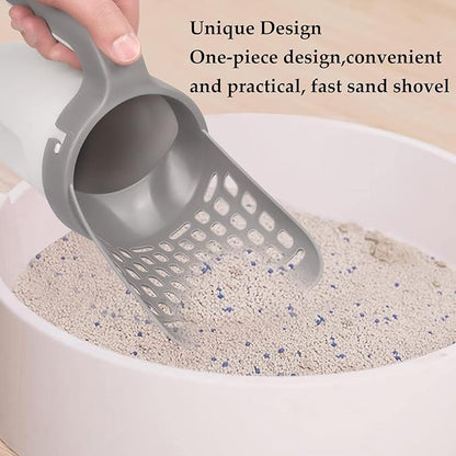 Pooper Scooper for Cat, Cat Litter Scoop with Bags, Integrated Detachable Deep Shovel Holder, Large Capacity Portable