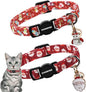 2 Pack Christmas Cat Collars Breakaway with Bell, DOGWONG Safety Buckle Santa Claus Christmas Tree Cute Cat Collar for Girl Boy Cats，Adjustable 7-12 Inch