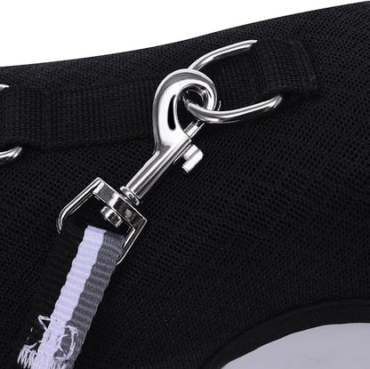 Cat Harness and Leash for Walking Escape Proof Breathable Mesh Fabric, Solid Black, Extra Large, Adjustable Cat Walking Jackets, Padded Stylish Cat Vest