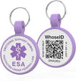 ESA Dog Tag, QR Code Dog Tag, Modifiable Free Pet Online Profile, Scannable QR Code, Scan QR Send Instant Location Alert Email, Silicone Lightweight ID Tag for Dog and Cat (Purple, Regular)