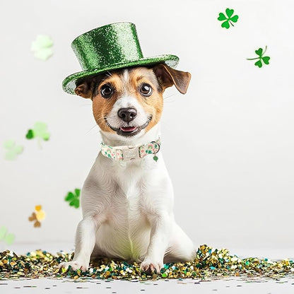 St. Patrick's Day Dog Collar for Small Dogs - Cute Shamrock & Rainbow Print Dog Collars, Irish Green Party Puppy Collar, Lightweight Adjustable St. Patricks Day Pet Collars XS