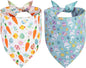 Easter Dog Bandana Large 2PCS, Colorful Scarf for Boy and Girl, Durable Triangle Reversible Bibs Handkerchief for Puppy Pet