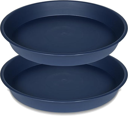 2 Pack of 8 inch Plant Saucer Clear, Heavy Duty Plastic Plant Water Tray 8 inch Round, Flower Plant Saucers for Indoors No Holes, Plant Dishes Saucer for Planter 7"/8" (8", Blue)