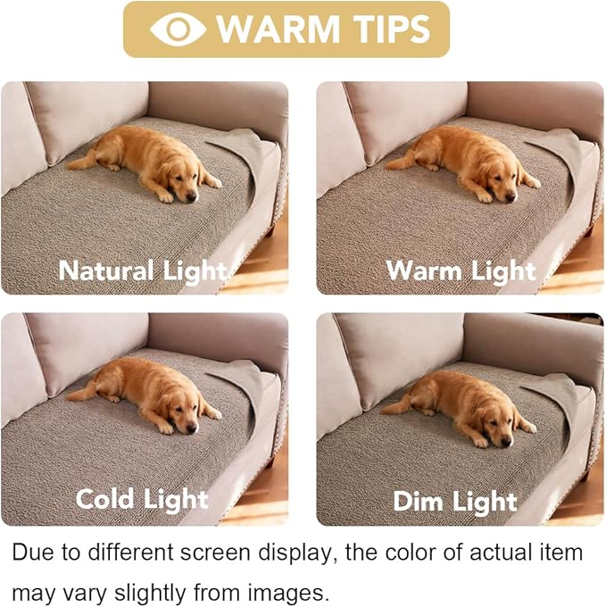 H.VERSAILTEX Non Slip Pet Couch Cover Chenille Dog Bed Protector Thick Soft Sofa Slipcover Pet Friendly Washable Couch Cushion Covers for Pets (52" x 82", Sand)