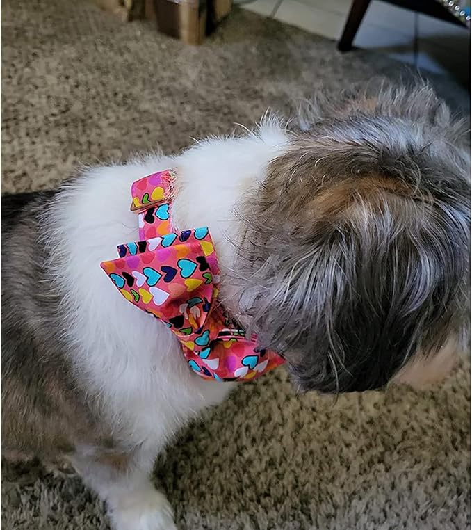 Lionheart glory Valentine's Dog Collar, Dog Collars with Bow, Pet Collar Adjustable Dogs Bowtie Pet Collars for Large Dogs