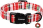 DOGWONG Christmas Dog Collar,Red Plaid Dog Collars, Adjustable Red Checkered Pet Collars Christmas Dog Collar for Small Medium Large Dogs