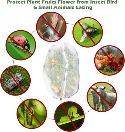 3Pcs Plant Covers from Insects, 3Size Bird Netting Barrier for Blueberry Bushes with Drawstring Zipper Mesh Garden Netting Plants Bags for Protect Fruits Tree Tomato Vegetable 2.6×3.3, 3.3×5, 4×5Ft