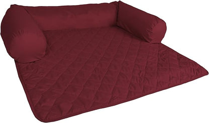 E-Living Store Pet Furniture Protector Non-Slip Water-Resistant Cover for Dogs and Cats with 3-Sided Bolster Soft Fabric - Medium, Cranberry