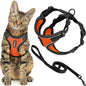 Voyager Escape-Proof Step-in Lock Cat Harness & 5ft Neoprene-Handle Leash Set All-Weather Mesh with Reflective Stitching for Small to Large Cats by Best Pet Supplies, Black Trim-Orange (327), XXS