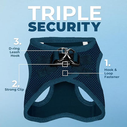 Best Pet Supplies Voyager Step-in Air Harness - All Weather Mesh, Reflective, No Pull Harness for Dogs, Cats - Secure with Hook & Loop Fastener, Buckle, Double D-Rings - Blue, XXS