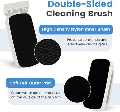 AQQA Aquarium Magetic Glass Cleaner Brush with 2 Detachable Scrapers Floating Fish Tank Cleaning Tools Algae Scraper for 1/8-1/4 inch Thick Glass/Acrylic Tanks (Small)