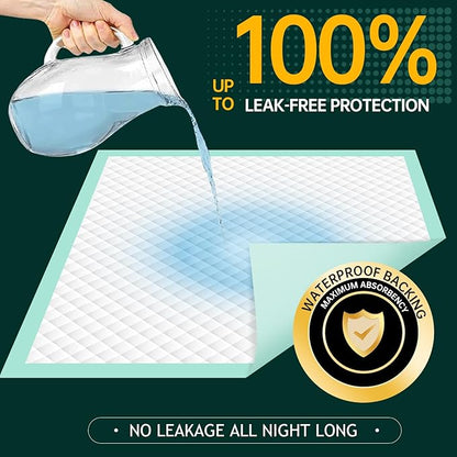 Disposable Bed Pads 40"X40" Extra Large Pee Pads for Incontinence 140 Gram Heavy Duty Super Absorbent Underpads Waterproof Chucks Pads for Adults, Elderly or Pets [100x100CM, 25pcs]