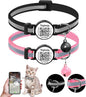 2 Pack QR Code Cat Collar for Lost Cat Recovery, Breakaway Reflective Collar with Bell & Instant Online ID, Adjustable 7.5-12.5 Inch for Peace of Mind (Black & Rose Red)