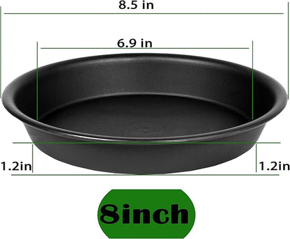 2 Pack of 8 inch Plant Saucer Clear, Heavy Duty Plastic Plant Water Tray 8 inch Round, Flower Plant Saucers for Indoors No Holes, Plant Dishes Saucer for Planter 7"/8" (8", Black)