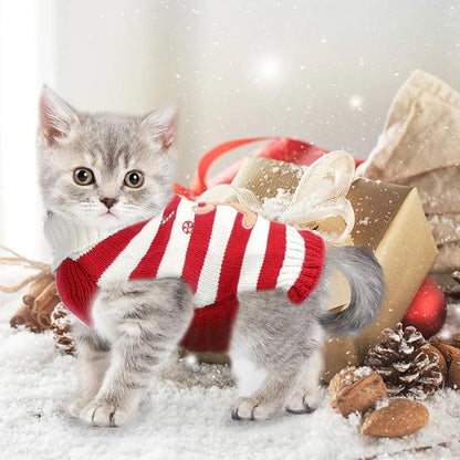 Dog Christmas Sweater Xmas Pet Clothes Cute Striped Gingerbread Man Costume Holiday Puppy Cat Jumpers Outfits New Year Gifts for Small Medium Large Dogs(Red Gingerbread Man,XL)
