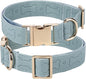 TDTOK Stylish Leather Dog Collar, Comfortable Soft PU Leather Dog Collars for Large Medium Small Dogs with Quick Metal Buckle, Adjustable Pet Collar with Cute Bone Pattern Design (Blue, S)
