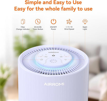 AIRROMI Air Purifier for Bedroom with A2001 Lavender Purple