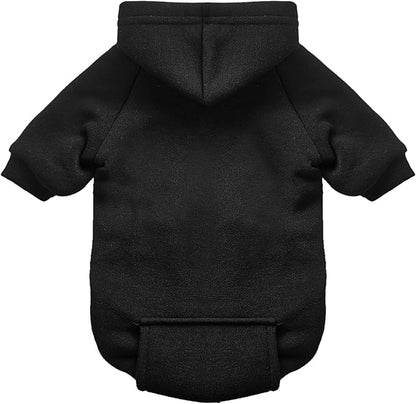 Jecikelon Winter Dog Hoodie Sweatshirts with Pockets Warm Dog Clothes for Small Dogs Chihuahua Coat Clothing Puppy Cat Custume (Black, Large)