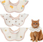 3Pcs Cat Collar Adjustable Kitten Collar Bandana with Cute Pattern 100% Cotton Pet Scarf Cute Breakaway No Bell Outfits Cat Collars for Girl Boy Cats and Small Pet (Beige)