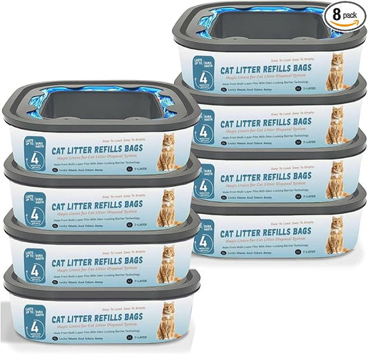 Jumbo 28FT Cat Litter Refills Bags Cartridge Compatible with Cat Genie Standard, Plus, XL+ Pail Refills, 8 Pack
