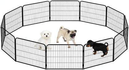 BestPet Dog Playpen 24 Inch 12 Panels Heavy Duty Metal Pet Exercise Pen Without Door Indoor Outdoor Fence Panels Anti-Skid Expandable Design
