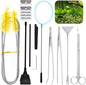 13Pcs Aquascape Tools Kit - Stainless Steel Aquarium Plant Tools - Tweezers, Scissors, Scraper, Sand Spatula for Fish Tank