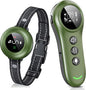 2-in-1 Dog Shock Collar & Dog Bark Collar - Smart Anti Barking Dog Training Collar with 5 Adjustable Sensitivity & 3300FT Remote for All Breeds IP67 Waterproof Rechargeable E-Collar (Green)