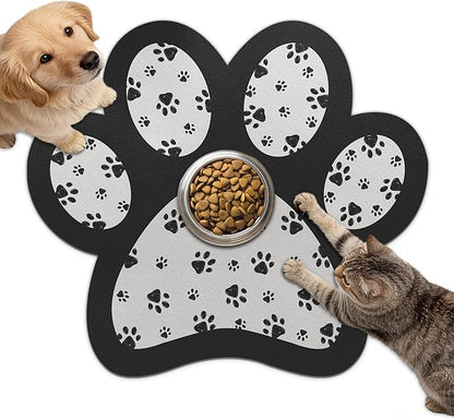 Dog Food Mat for Bowls, Absorbent Quick Dry Dog Cat Mats for Food and Water, Non-Slip Backing Pet Mat Pet Supplies - Black 15.74 inch