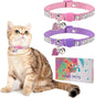 Rhinestone Cat Collar Breakaway with Bell, Diamond Cat Collar with Safety Buckle Quick Release for Girl Boy Small Kitten Pets Puppy,Cute Soft Female Male Cat Collars,Color Pink & Purple 8-12"