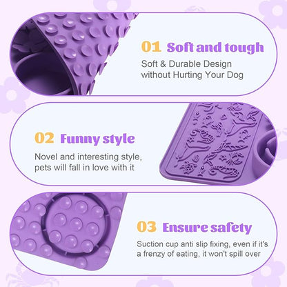 Silicone Lick Mat for Dogs & Cats – Slow Feeder Dog Bowl, Non-Slip Licking Mat for Large & Small Breeds, Puzzle Feeder & Snuffle Mat for Fast Eaters, Interactive Pet Food Mat