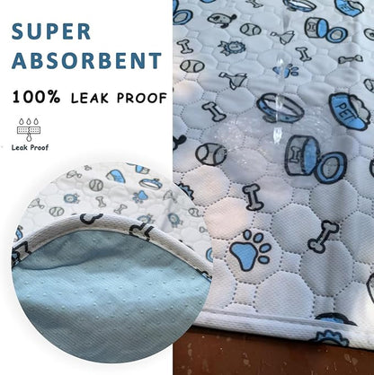 Washable Pee Pads for Dogs, 2 Pack Reusable Puppy Pads, Absorbent Whelping With Bone Print, Non-Slip Waterproof Pet Training for Couch, Crate, Potty Training - 24x36in