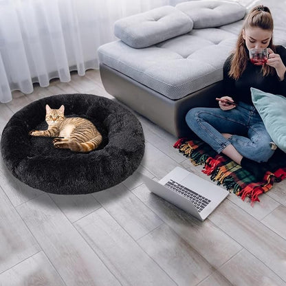 Cat Beds for Indoor Cats,15.7 Inch Small Cats Beds, Washable-Round Pet Bed for Puppy and Kitten with Slip-Resistant Bottom