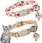Cat Collar,2 Pack Cute Cat Collars Breakaway with Bell- Safety Buckle Flower Daisy Orange Cat Collar for Girl Cats and Small Dogs，Adjustable 7-12 Inch,Pet Supplies Accessories