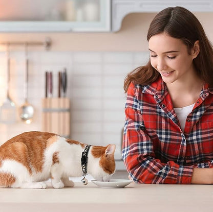 2PCS Breakaway Cat Collars with Bell Cute Kitty Glow in The Dark Adjustable Kitten Collars 7.9-13.0 Inch(Sky Blue&Black)