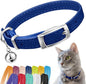 CollarDirect Leather Cat Collar with Removable Bell (Navy Blue, 6-7 Inch)