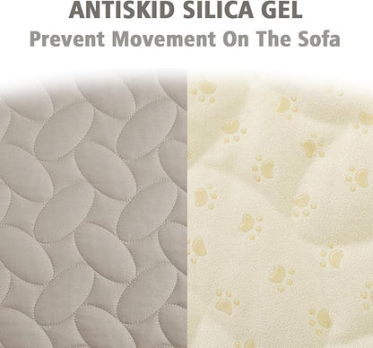 Ameritex Waterproof Pet Bed Cover Anti-Slip Dog Bed Blanket for Sofa and Furniture Waterproof New Pattern Design (Khaki, 68x82 Inch (Pack of 1))